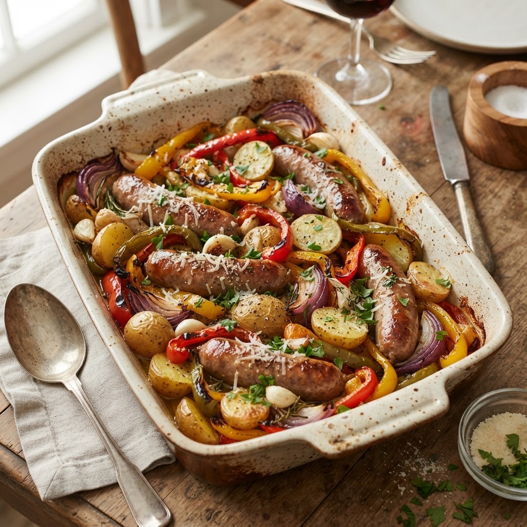 Italian Sausage, Peppers & Potato Casserole