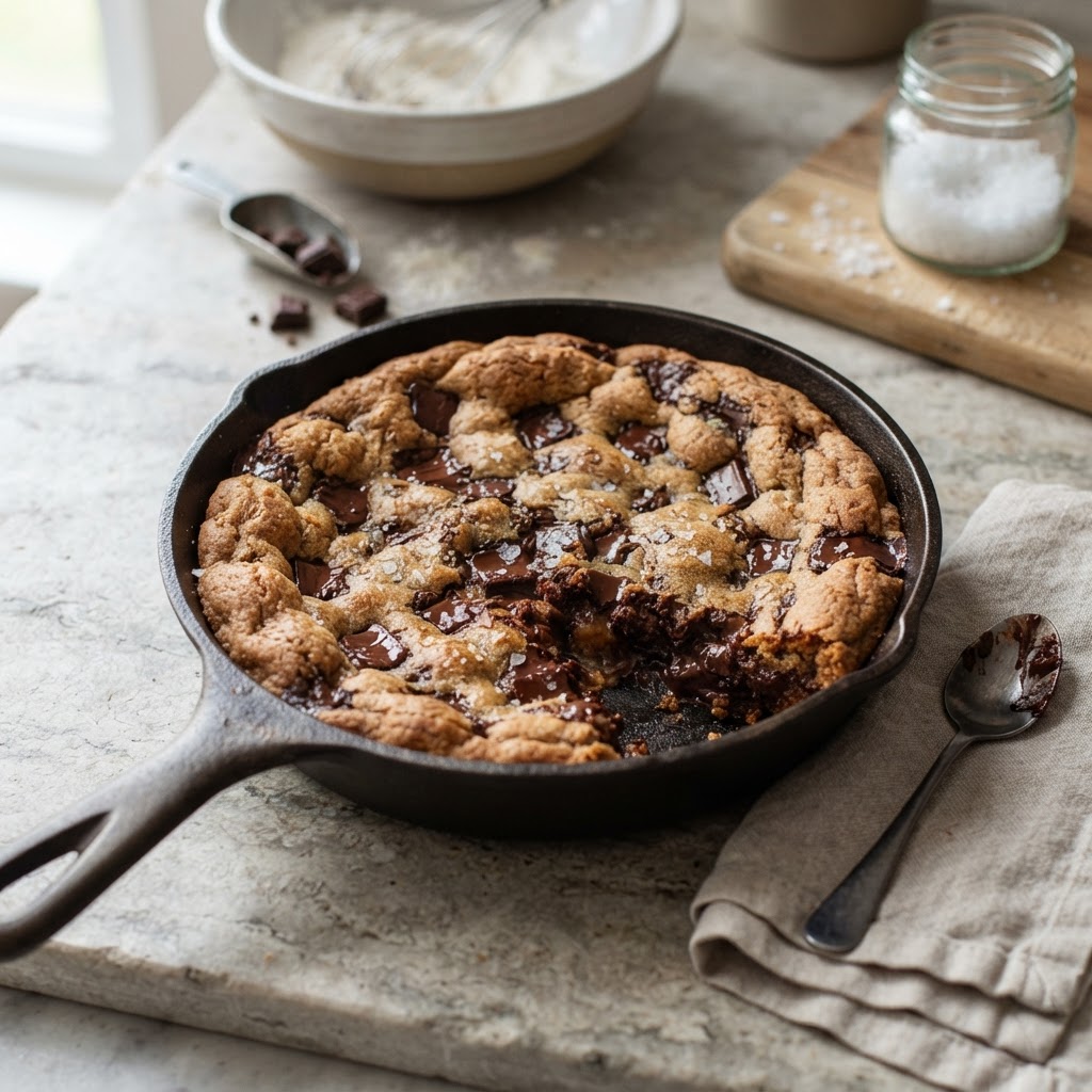 Brown Butter Chocolate Chunk Skillet Cookie