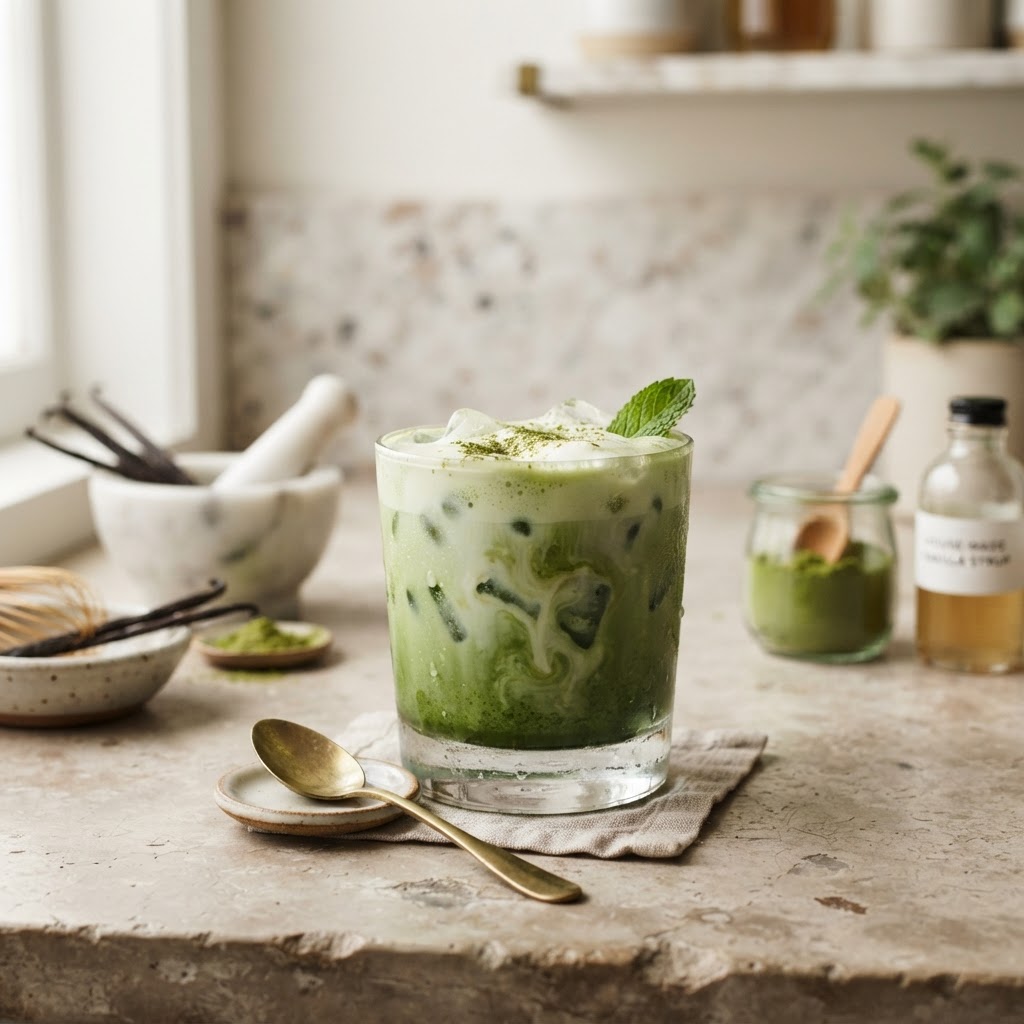 Iced Matcha with vanilla