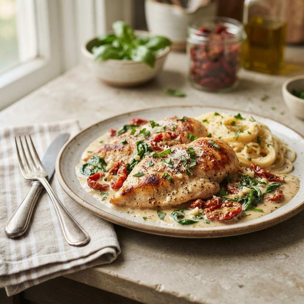 Creamy Tuscan Chicken with Sun-Dried Tomatoes
