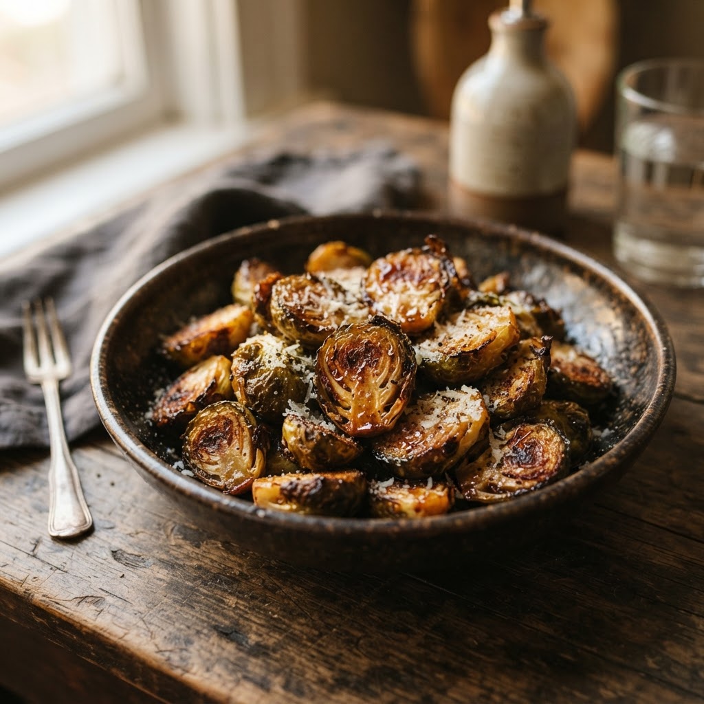 Air Fryer Crispy Brussels Sprouts with Hot Honey