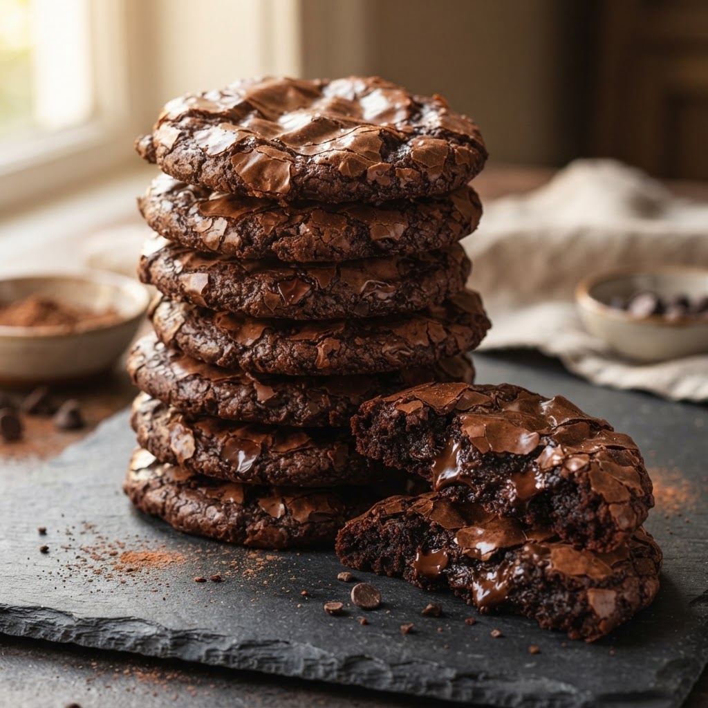 Crackly Chewy Brownie Cookies