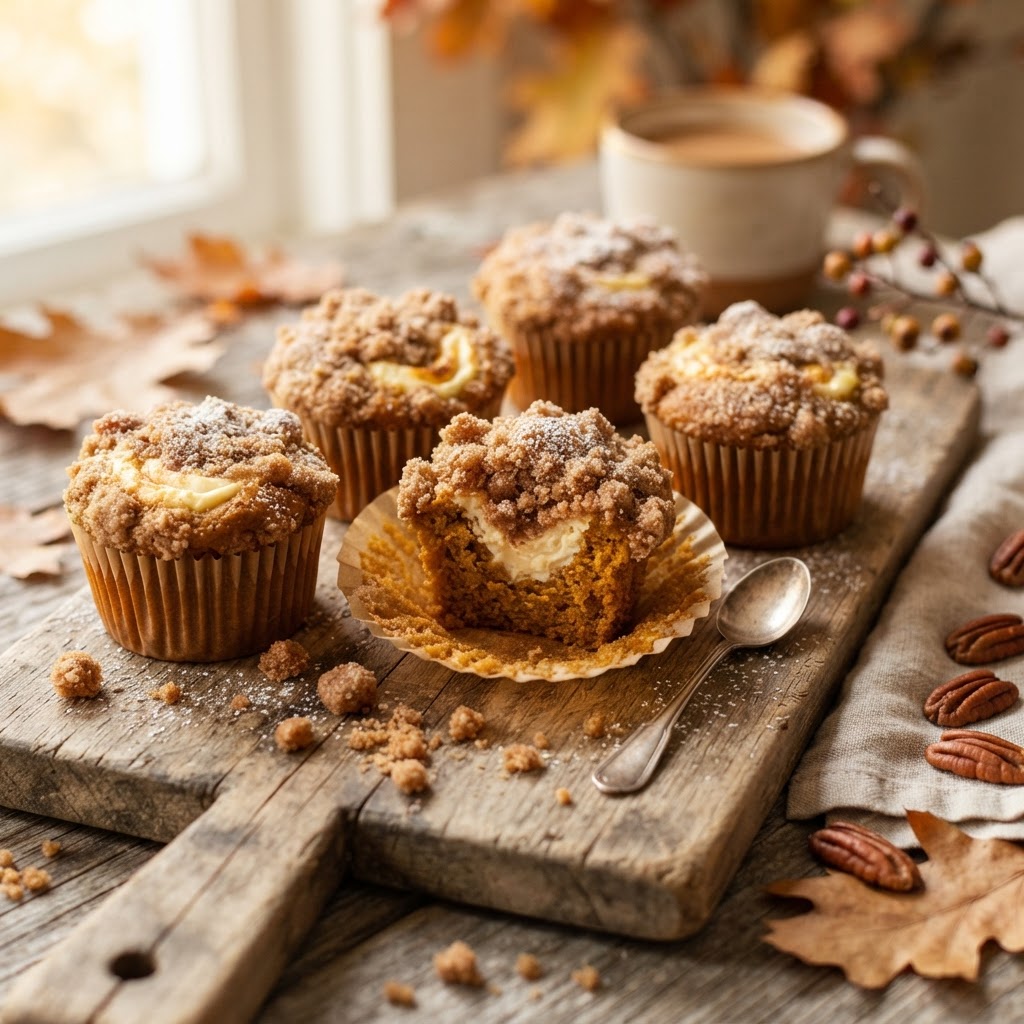 Pumpkin Cream Cheese Streusel Muffins