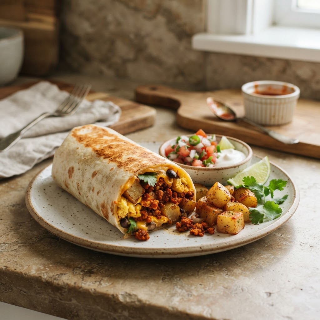 Chorizo, Egg & Roasted Potato Breakfast Burrito