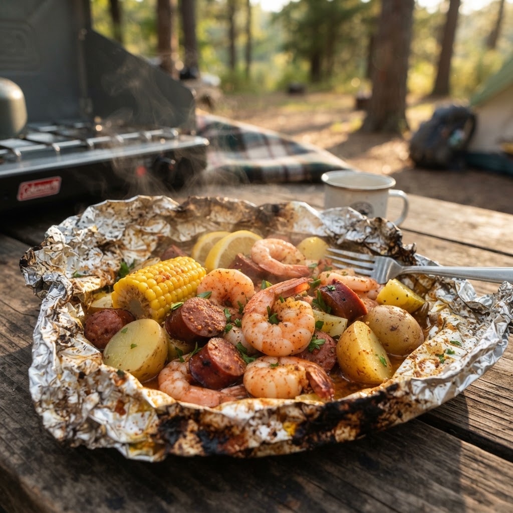 Campfire Shrimp Boil Foil Packs