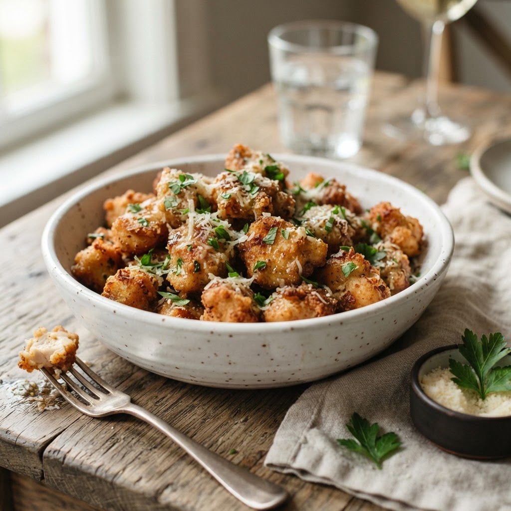 Air Fryer Garlic Parmesan Chicken Bites
