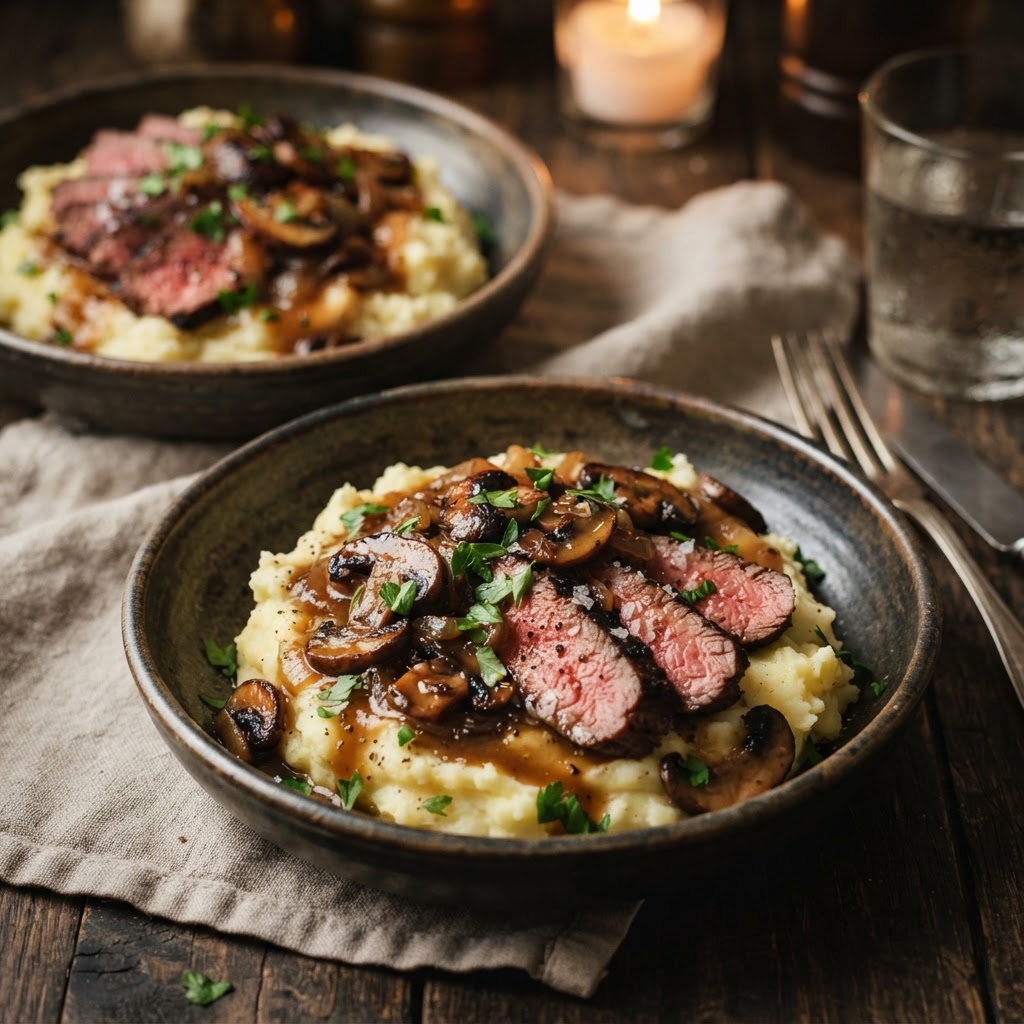Steak & Mushroom Mashed Potato Bowls