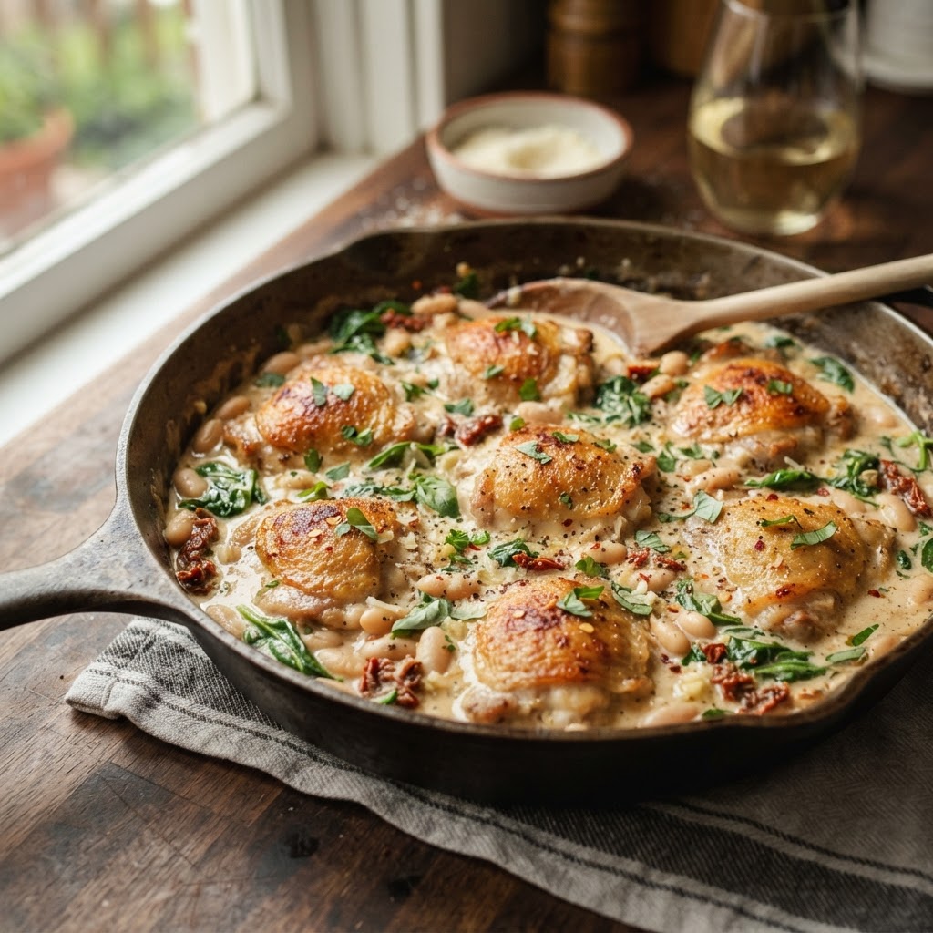 Creamy Tuscan Chicken & White Beans