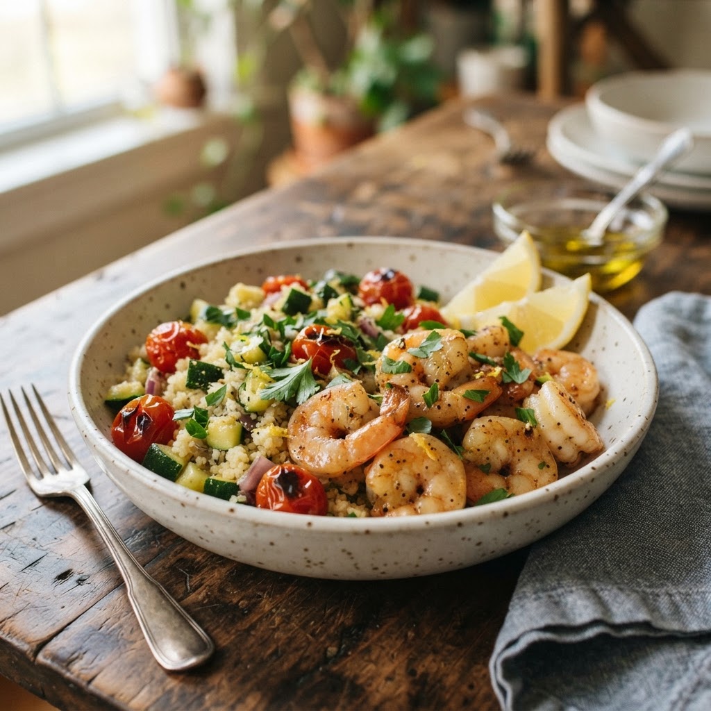 Garlic Butter Shrimp with Couscous & Vegetables