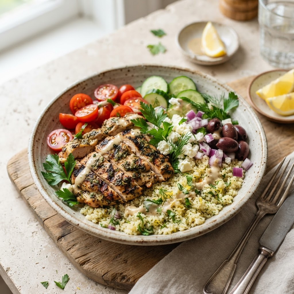 Mediterranean Grilled Chicken Couscous Bowls