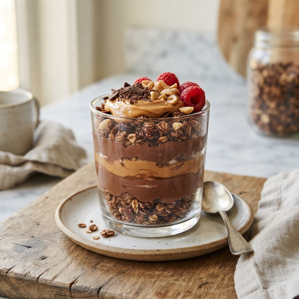 Chocolate Peanut Butter Greek Yogurt Parfait