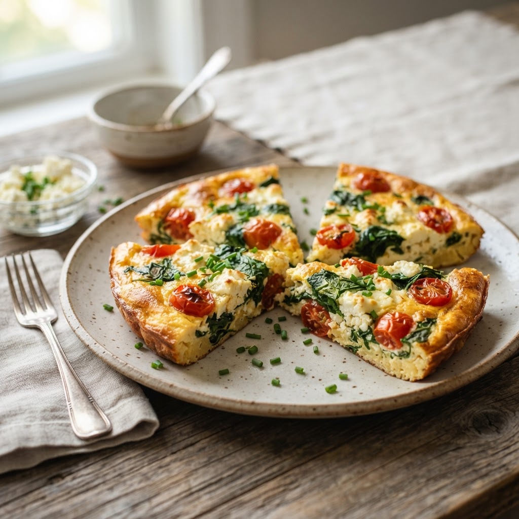 Low-FODMAP Spinach, Tomato & Feta Frittata