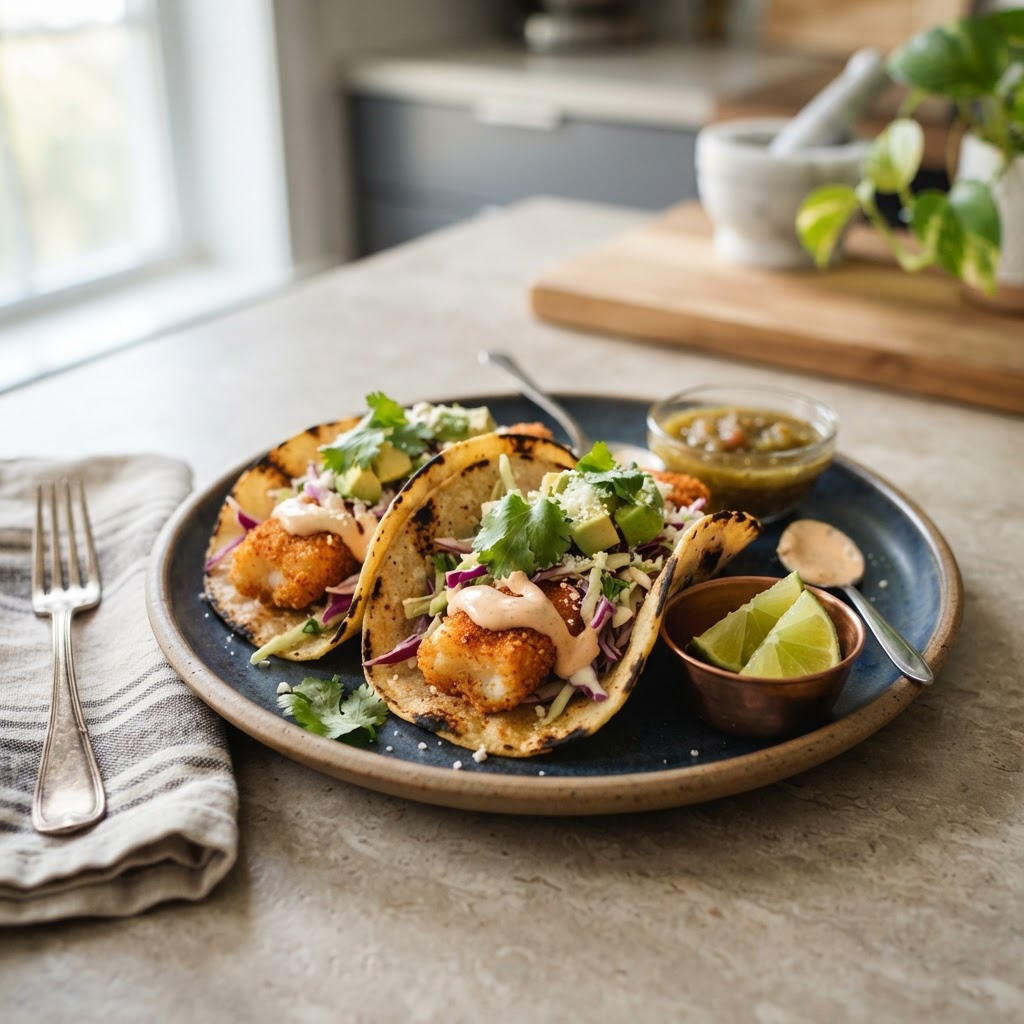 Crispy Fish Tacos with Cabbage Slaw