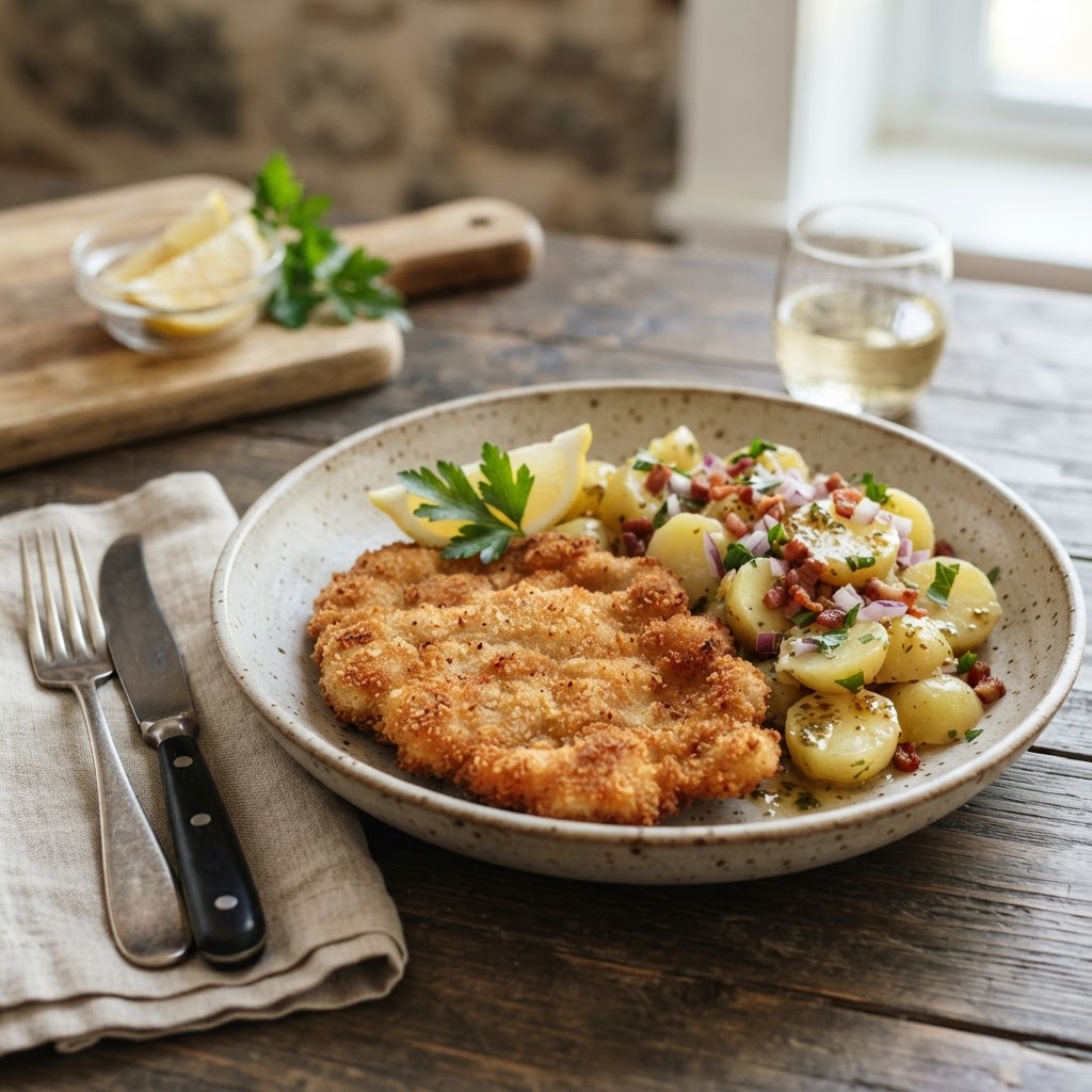 Pork Schnitzel with Warm Potato Salad