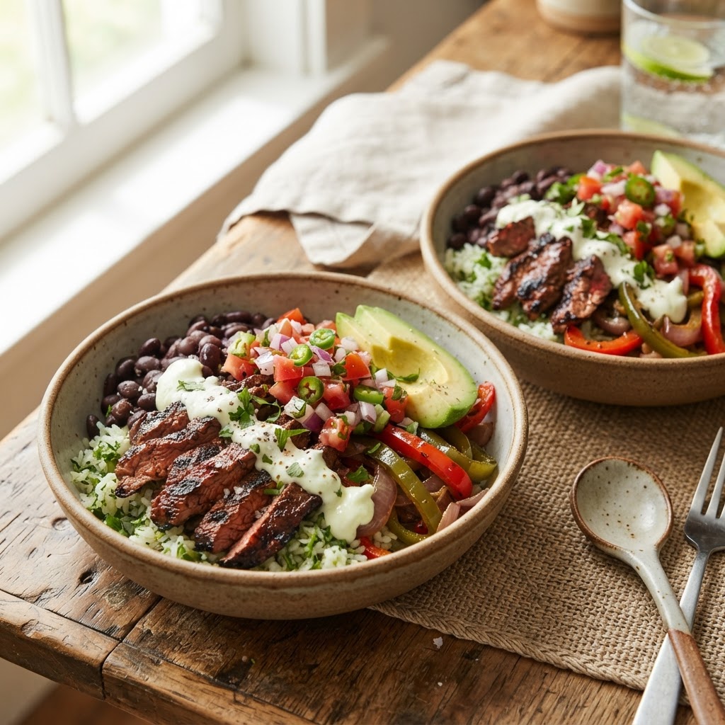 Steak Fajita Rice Bowls