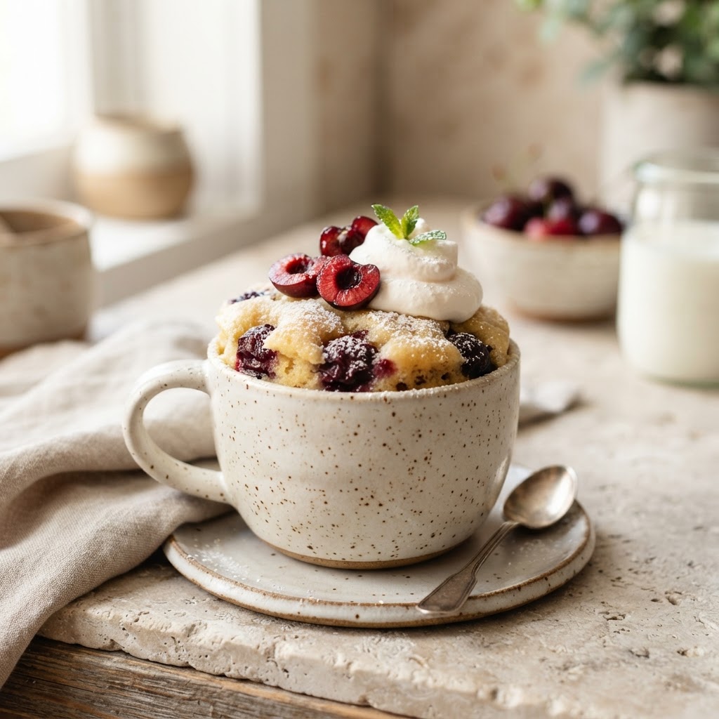 Cherry Mug Cake (vanilla bean)