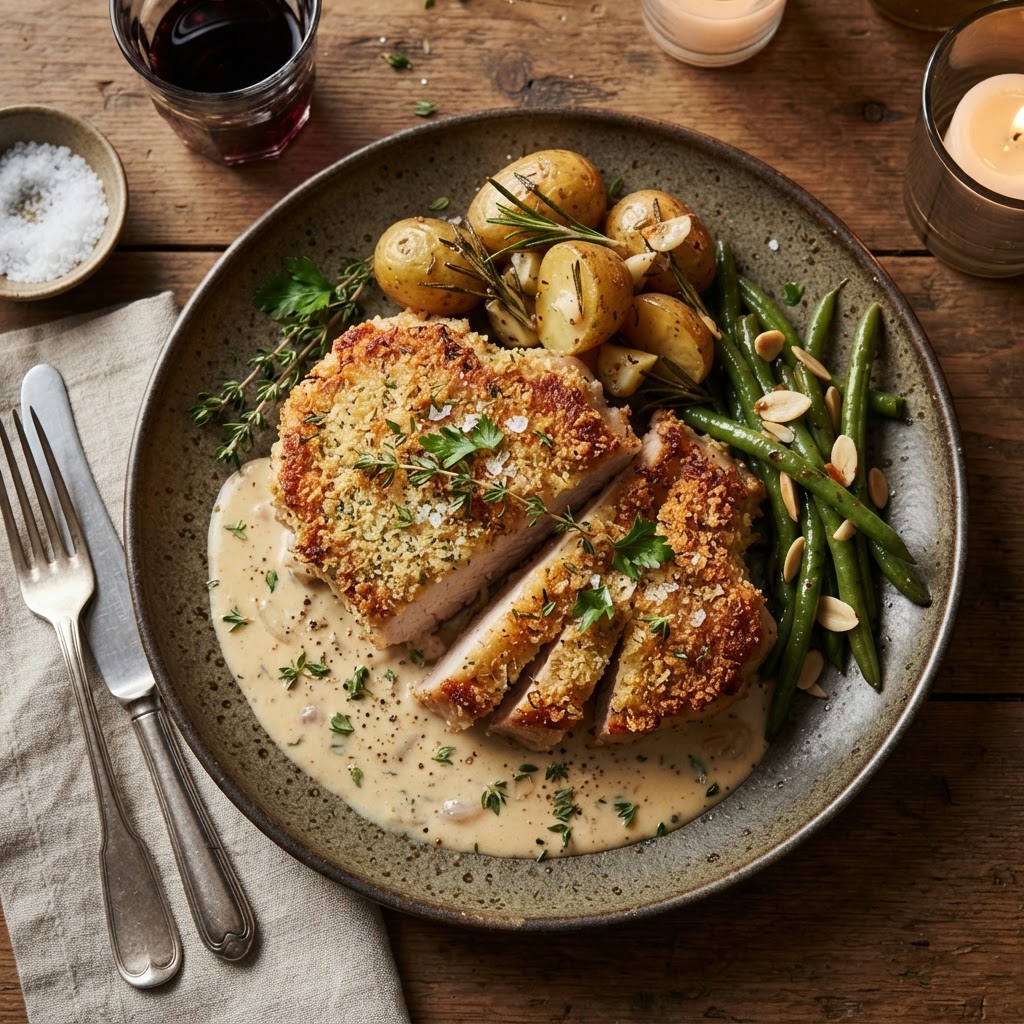 Parmesan-Crusted Pork Chops with Dijon Cream Sauce