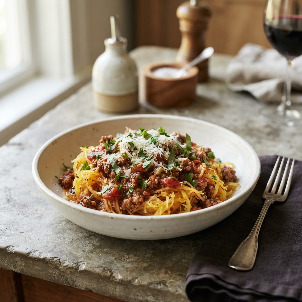 Spaghetti Squash with Bolognese