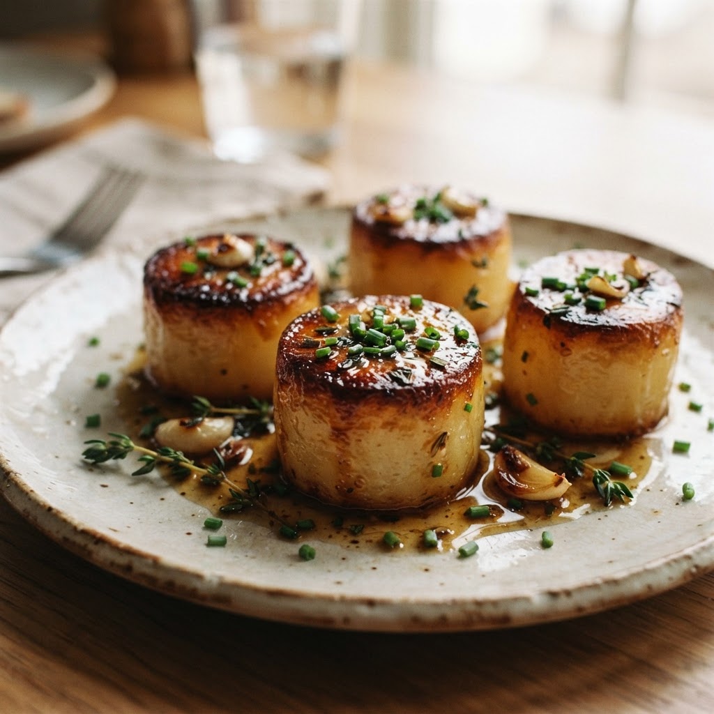 Glazed Fondant Potatoes with Thyme & Garlic