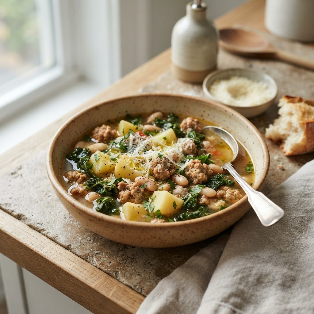 Weeknight Sausage, Kale & Potato Soup