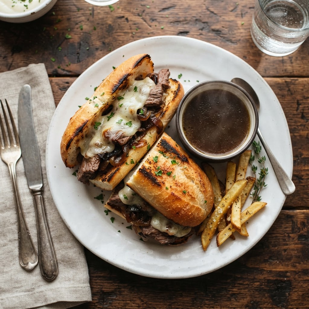 Stew Meat French Dip Sandwiches