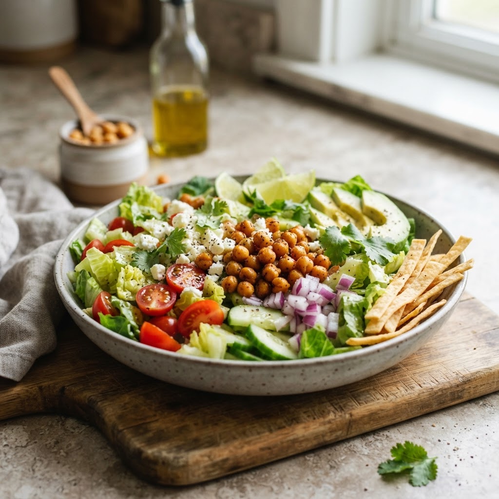 Taco Salad with Chickpeas and lemon vinaigrette