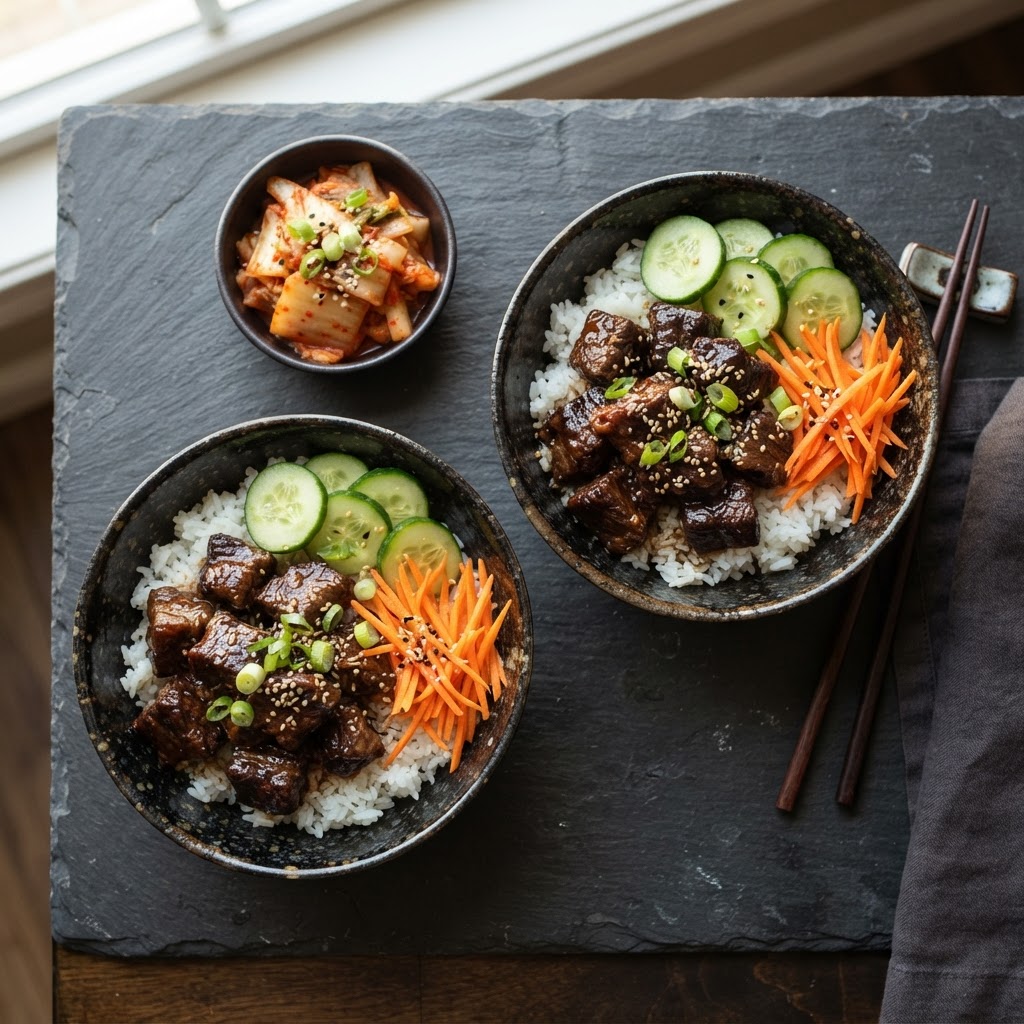 Korean-Inspired Braised Beef Bowls