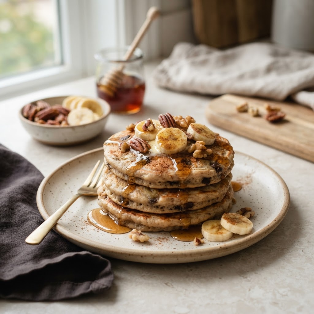 Banana Bread Protein Pancakes