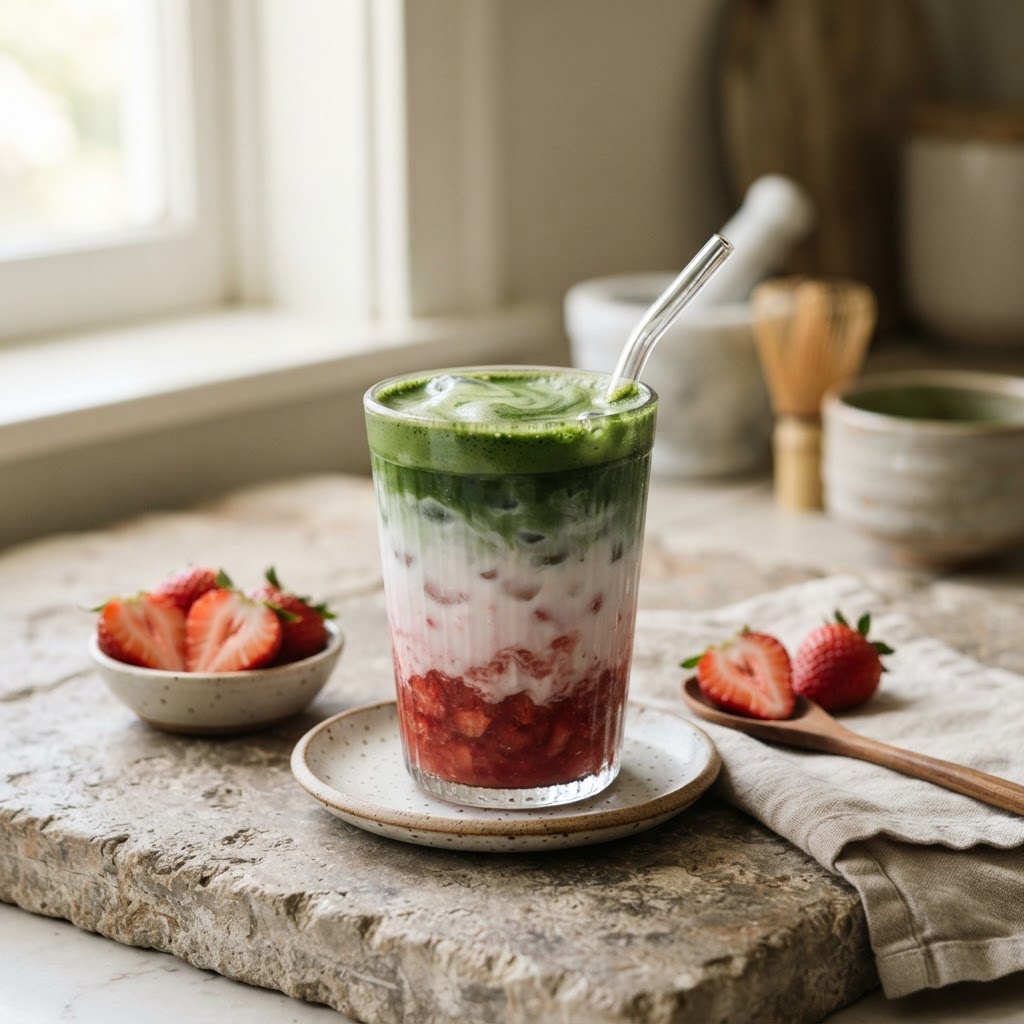 Iced Strawberry Matcha Latte