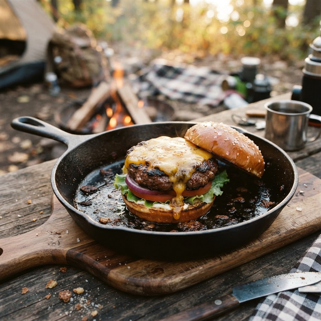 One-Skillet Campfire Cheeseburgers
