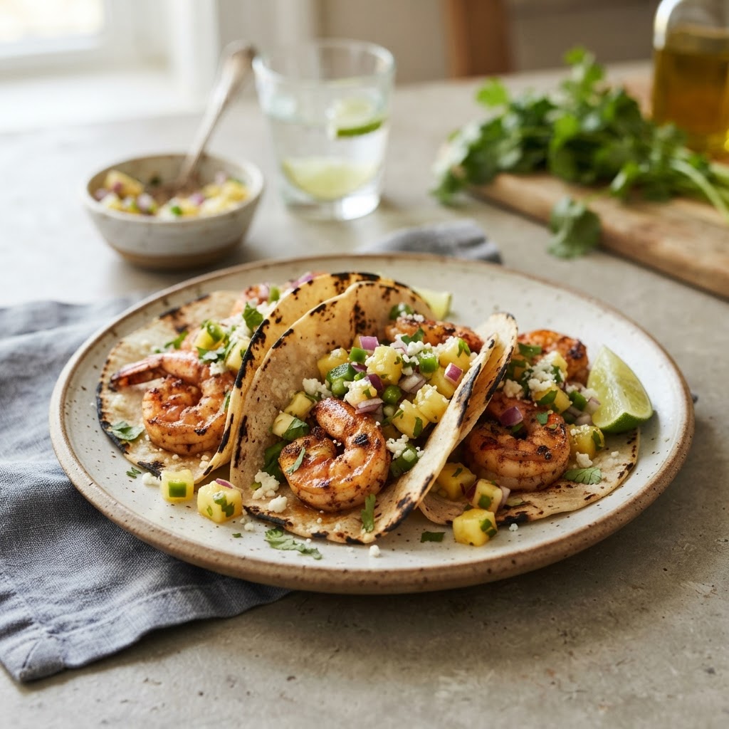 Shrimp Tacos with Pineapple Salsa