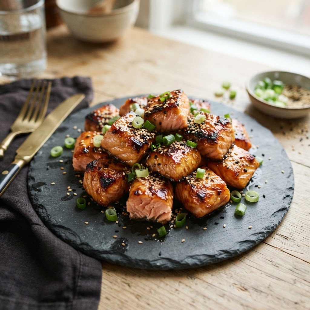 Air Fryer Honey Garlic Salmon Bites