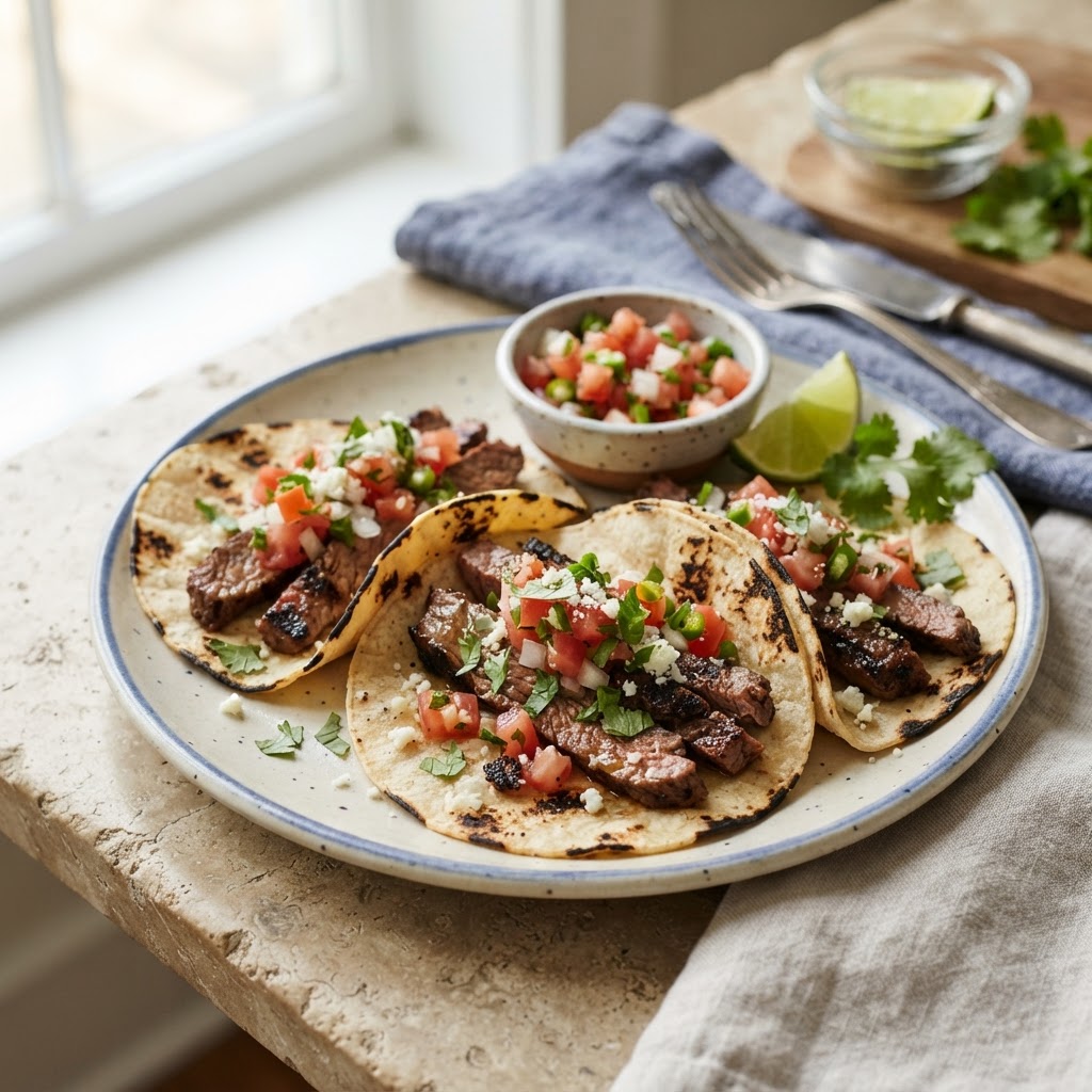 Carne Asada Tacos with Pico de Gallo