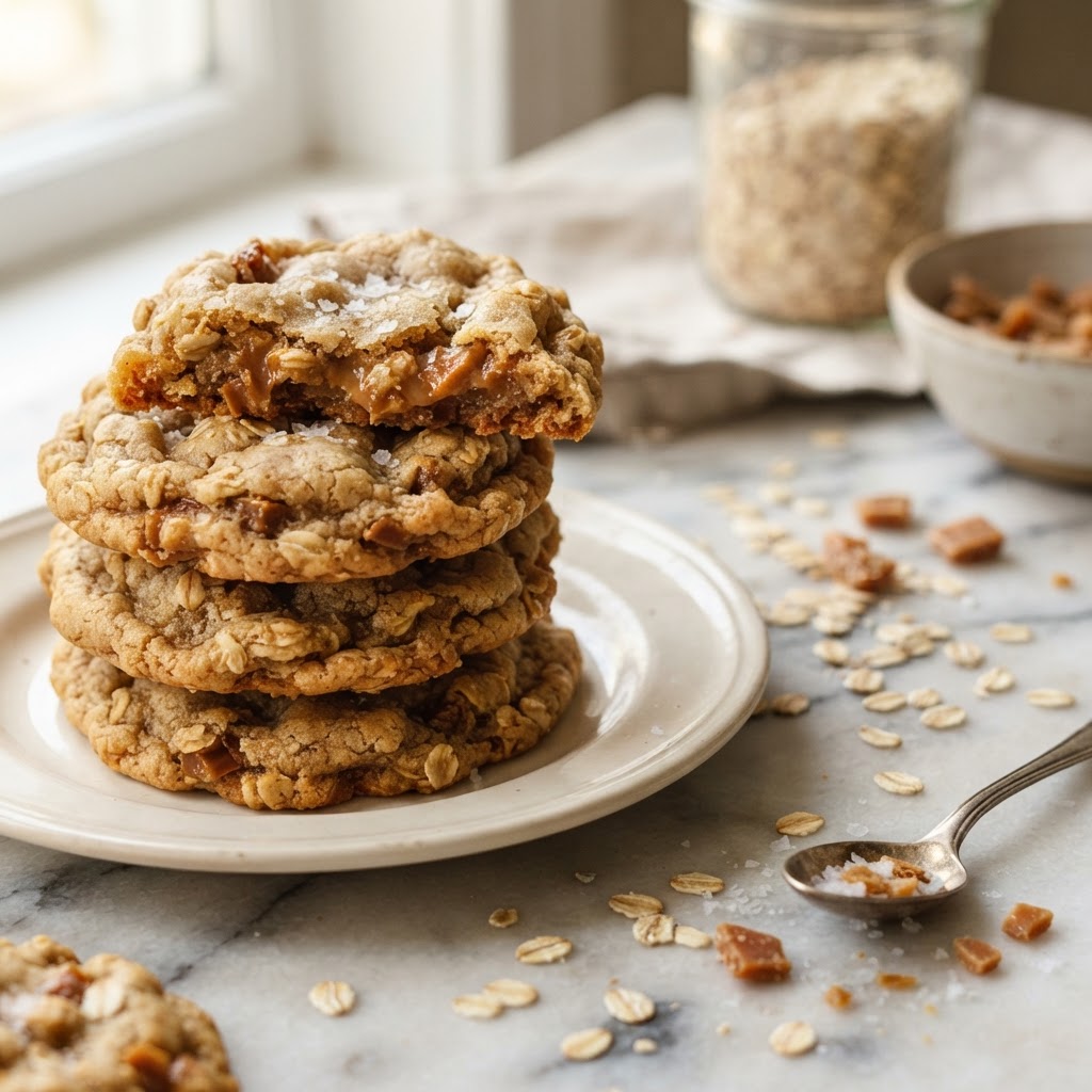 Chewy Oatmeal Toffee Cookies