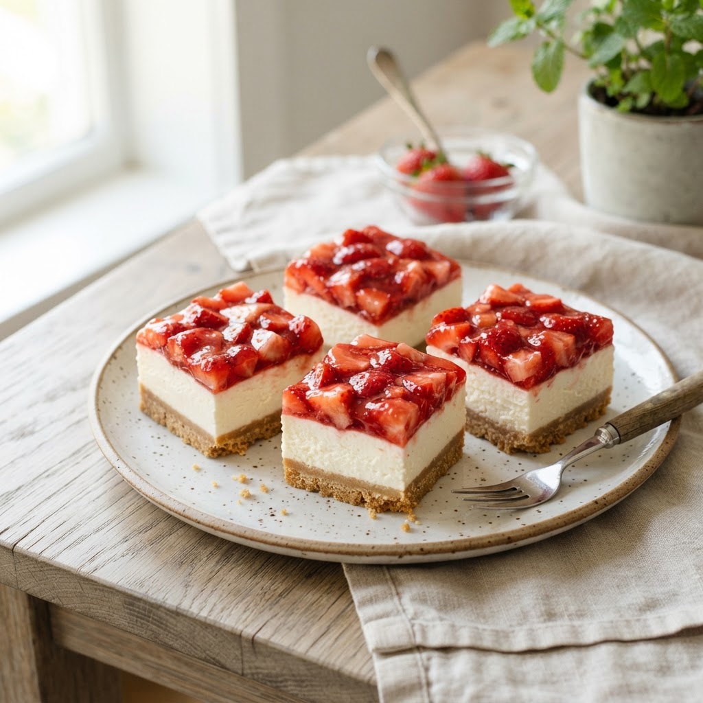 No-Bake Strawberry Cheesecake Bars