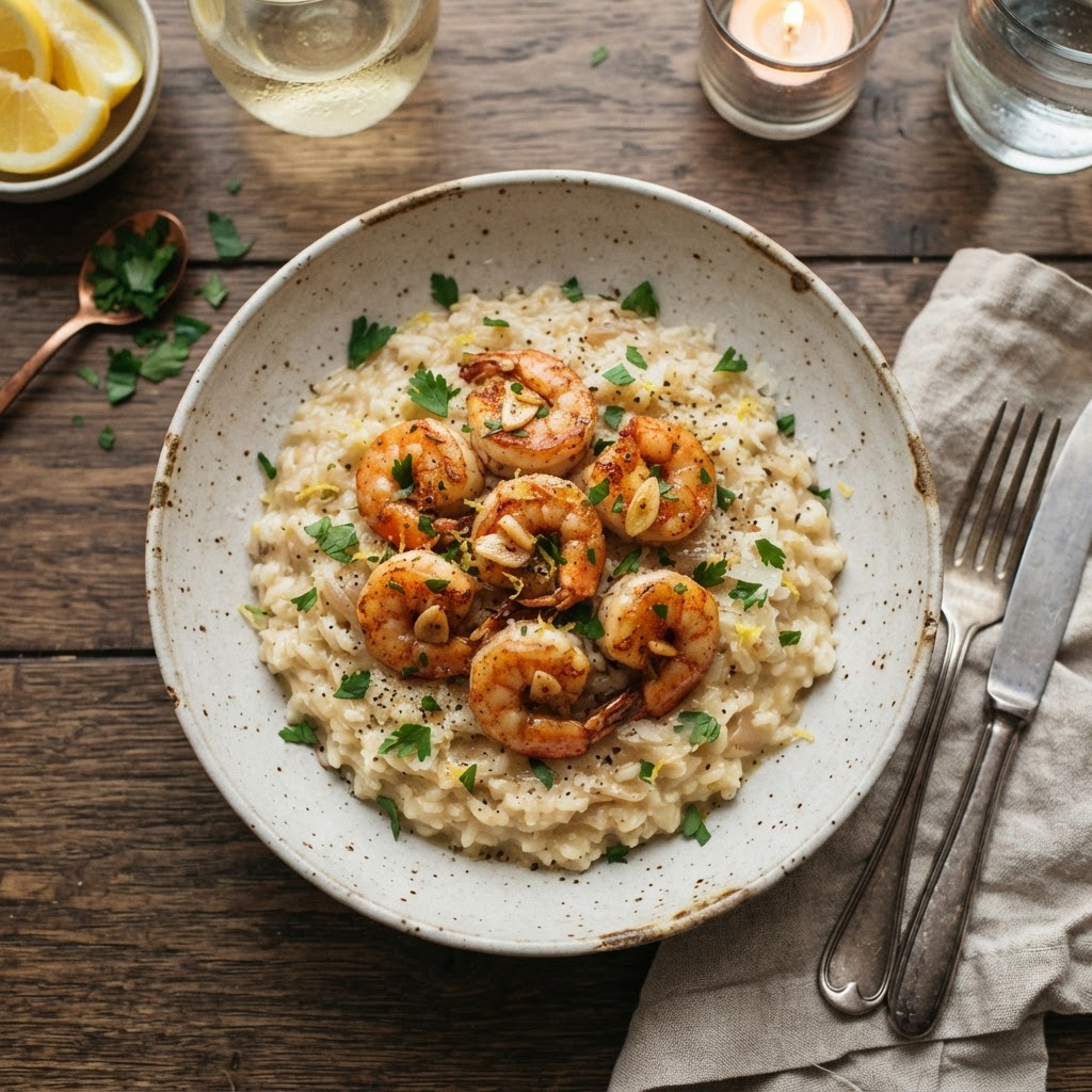 Garlic Butter Shrimp Risotto