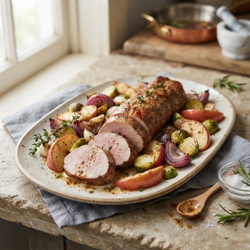 Sheet-Pan Pork Tenderloin with Apples and Onions
