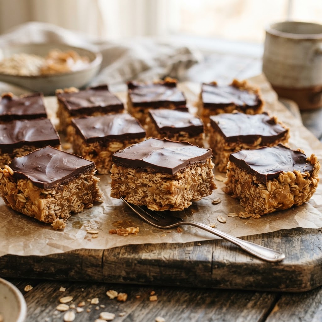 No-Bake Chocolate Peanut Butter Oat Bars