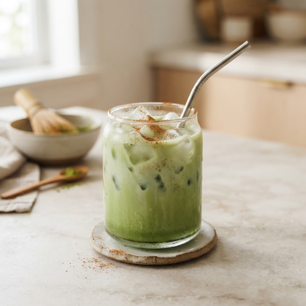 Iced Matcha with cinnamon