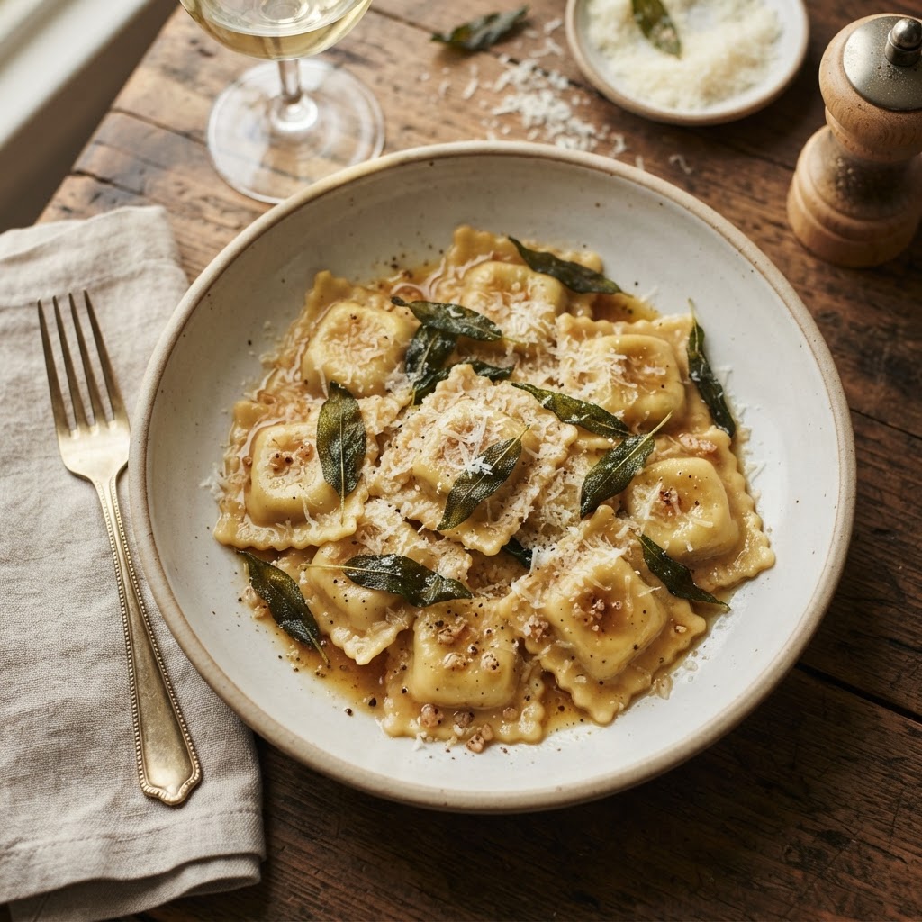 Brown Butter Ravioli with Sage & Parmesan