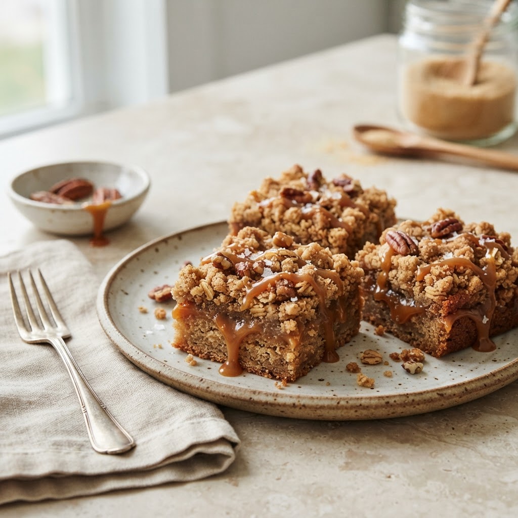 Banana Crumb Bars (salted caramel-style)
