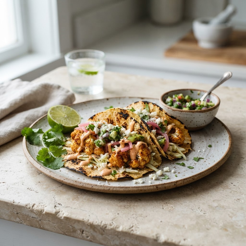 Cauliflower Tacos with Cilantro-Lime Salsa
