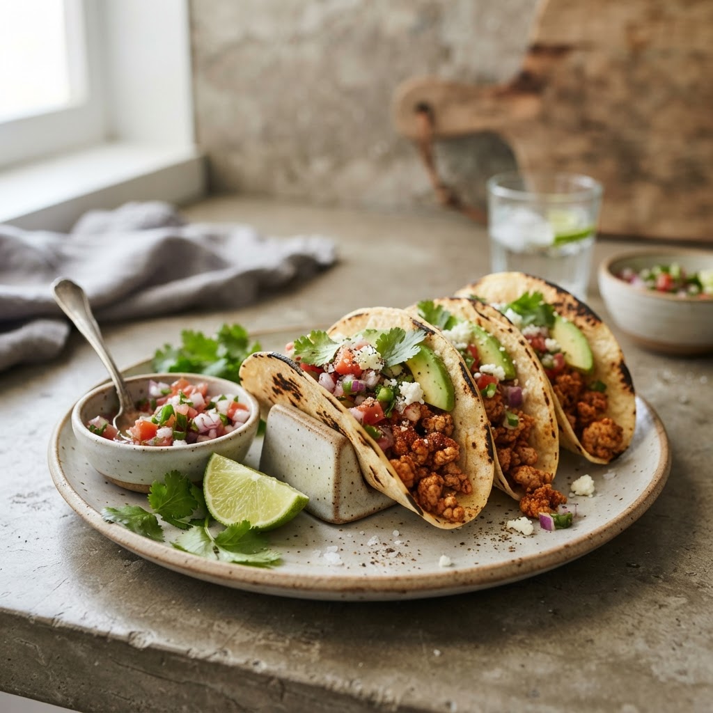 Ground Turkey Tacos with Cilantro-Lime Salsa