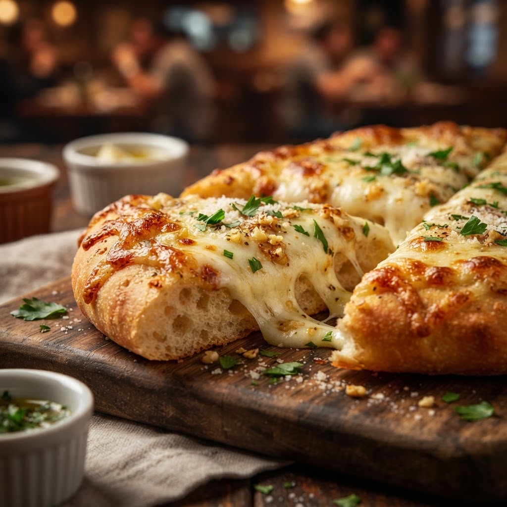 Pao de alho com a massa de pizza