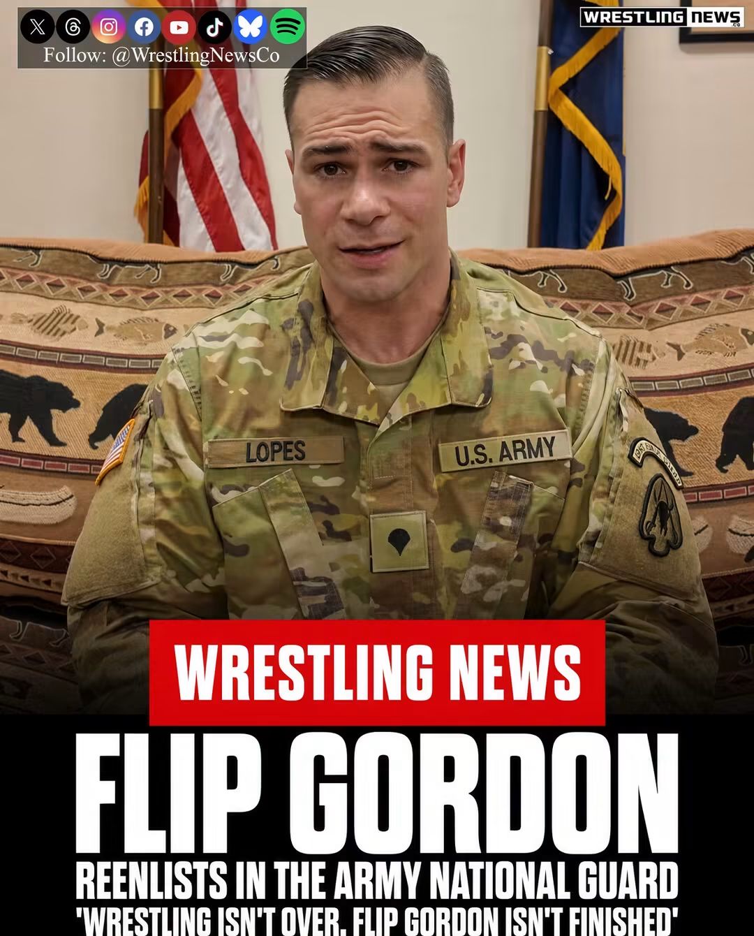 Flip Gordon reenlists in the Army National Guard