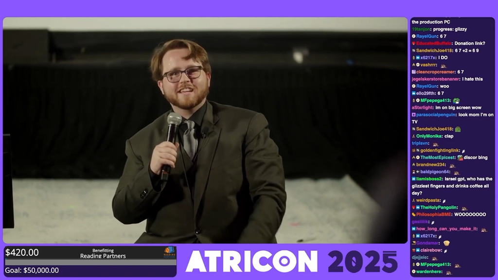 Braden Carlisle speaking on stage at the ATRICON 2025 livestream