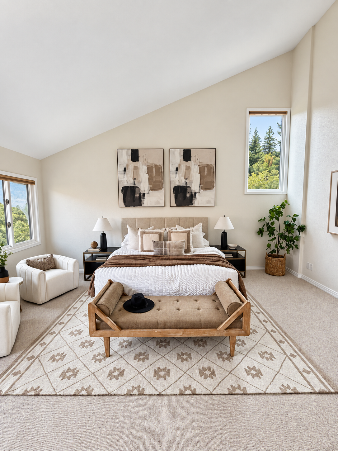 Primary bedroom suite with vaulted ceiling at 10276 Totem Run — Littleton Colorado home with red rock views