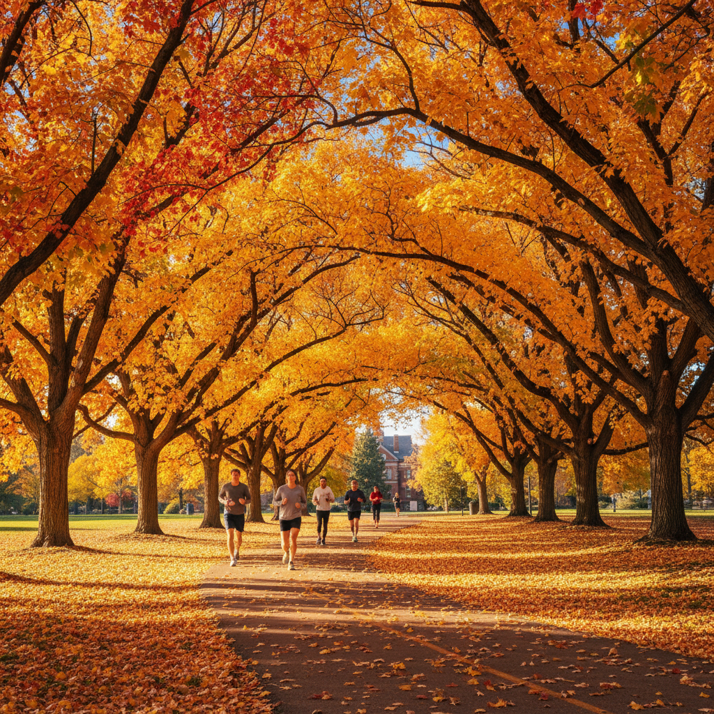 Washington Park Denver — fall elm canopy in peak color