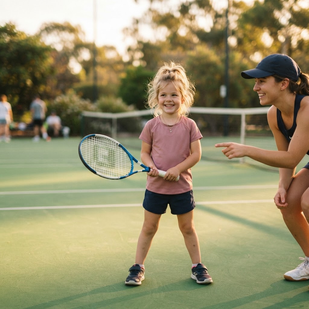 Children playing tennis