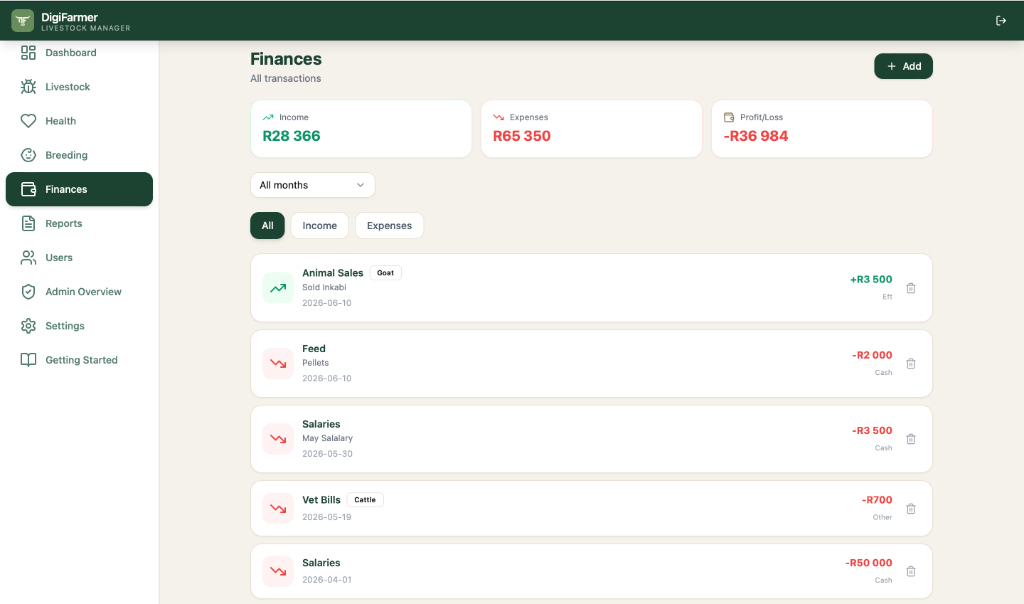 Finances screenshot
